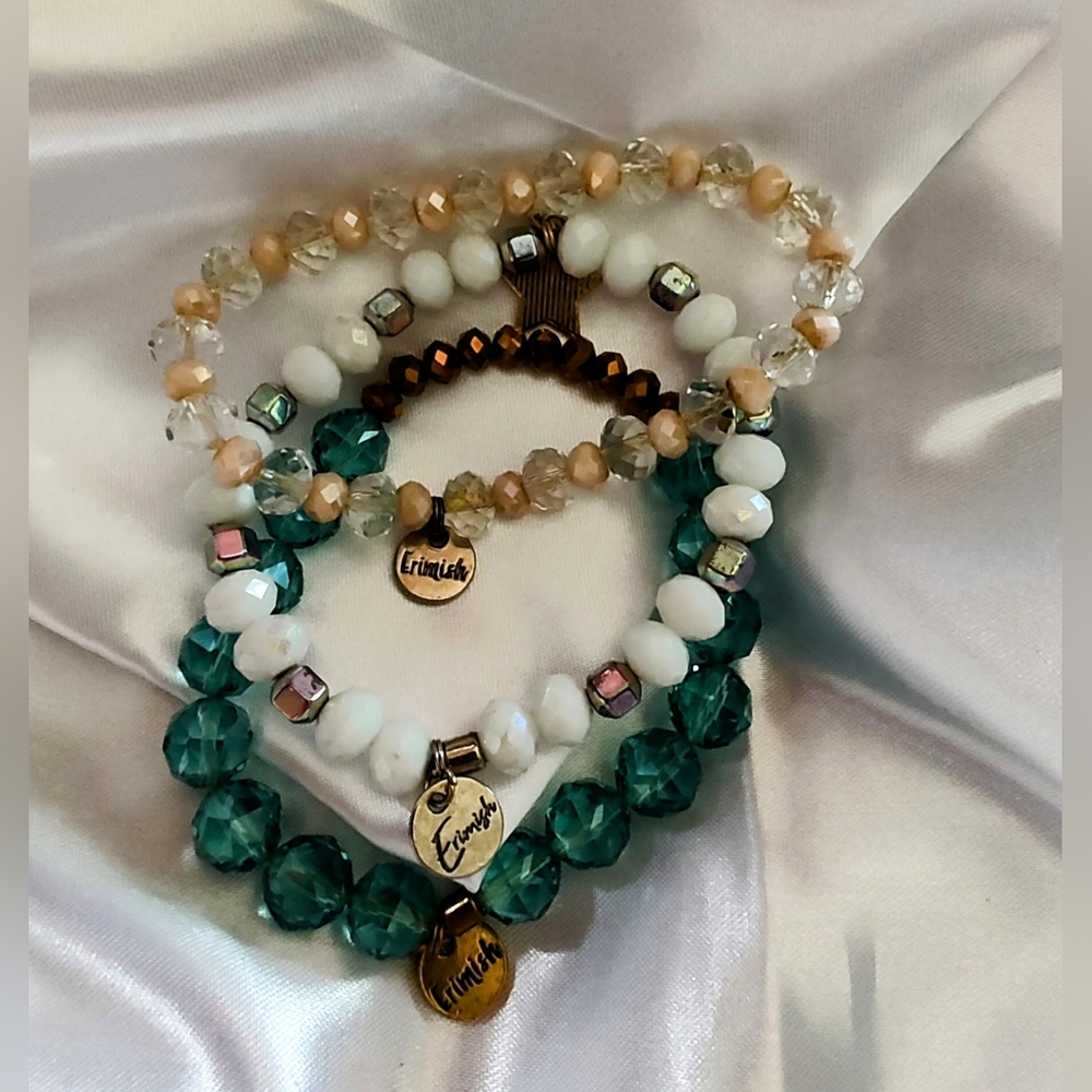 3 Erimish Glass Beaded Stretch Bracelet Set